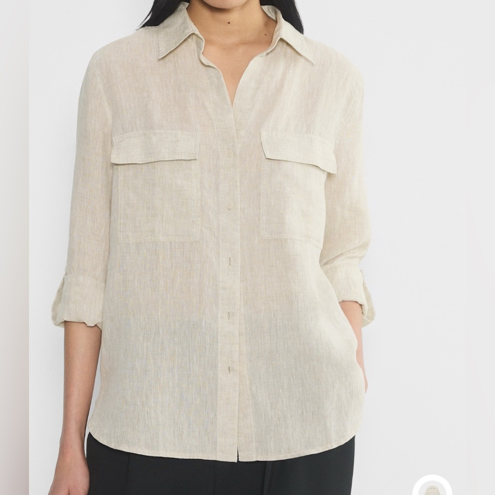 Babaton Utility Linen Shirt -Natural Ecru-Size M